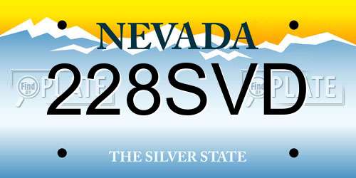 228SVD Nevada License Plate