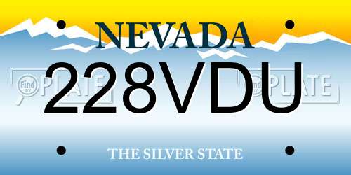 228VDU Nevada License Plate