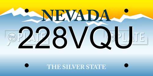 228VQU Nevada License Plate