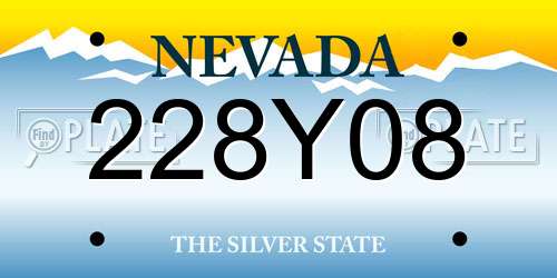 228Y08 Nevada License Plate