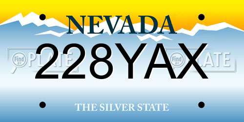 228YAX Nevada License Plate