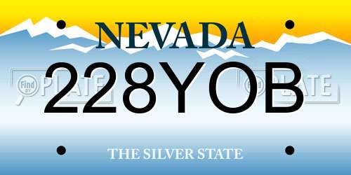 228YOB Nevada License Plate