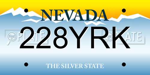 228YRK Nevada License Plate