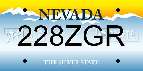 228ZGR Nevada License Plate