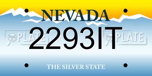 2293IT Nevada License Plate