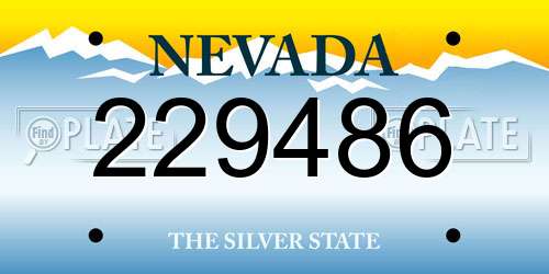 229486 Nevada License Plate