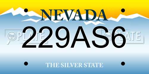 229AS6 Nevada License Plate
