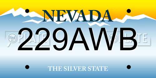 229AWB Nevada License Plate