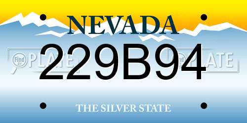 229B94 Nevada License Plate