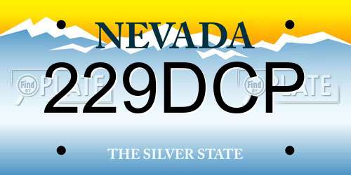 229DCP Nevada License Plate