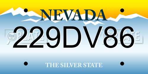 229DV86 Nevada License Plate