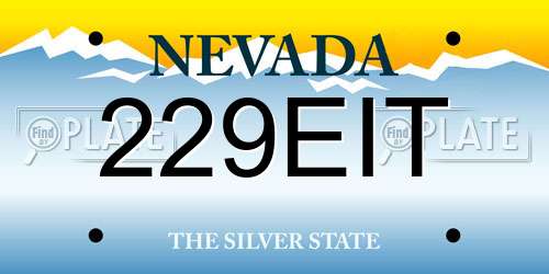 229EIT Nevada License Plate