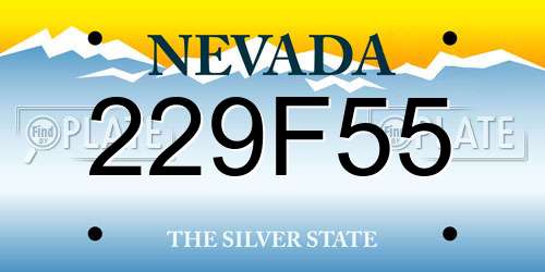 229F55 Nevada License Plate