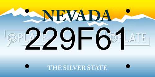 229F61 Nevada License Plate