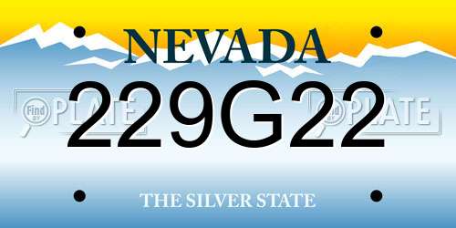 229G22 Nevada License Plate