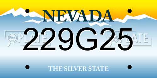 229G25 Nevada License Plate