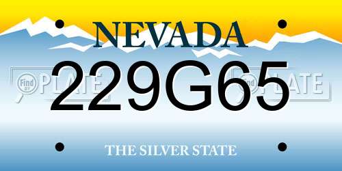 229G65 Nevada License Plate