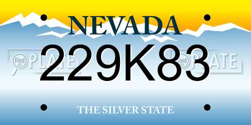 229K83 Nevada License Plate