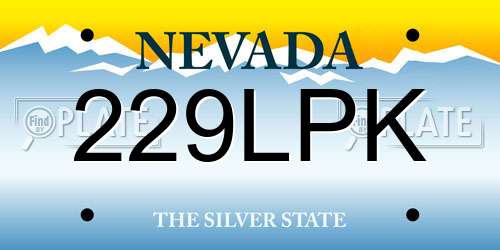 229LPK Nevada License Plate