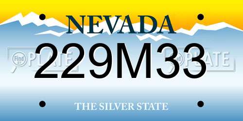 229M33 Nevada License Plate