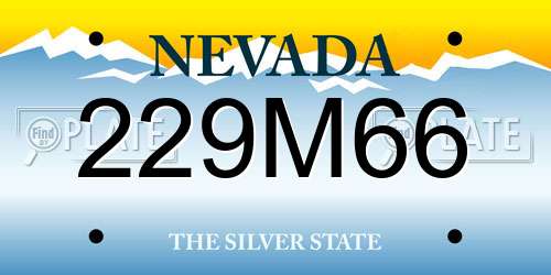 229M66 Nevada License Plate