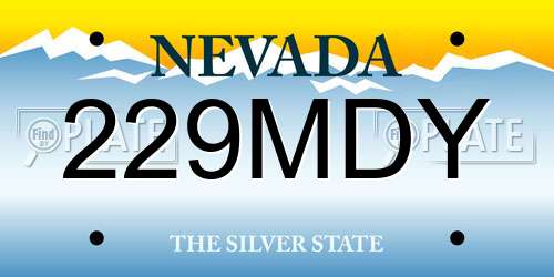 229MDY Nevada License Plate
