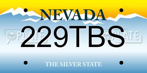 229TBS Nevada License Plate