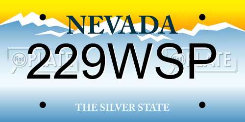 229WSP Nevada License Plate