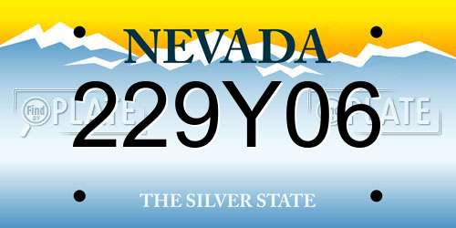 229Y06 Nevada License Plate