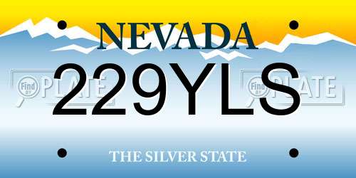 229YLS Nevada License Plate