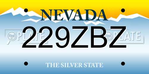 229ZBZ Nevada License Plate