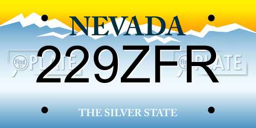 229ZFR Nevada License Plate