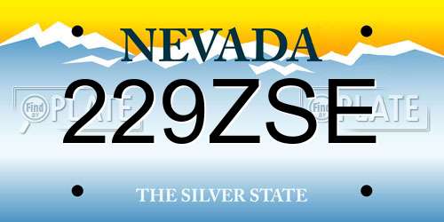 229ZSE Nevada License Plate