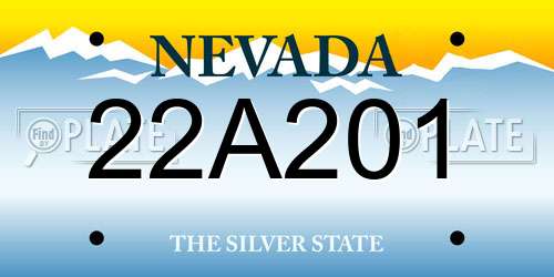 22A201 Nevada License Plate