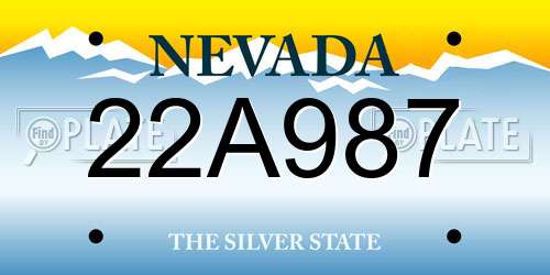 22A987 Nevada License Plate