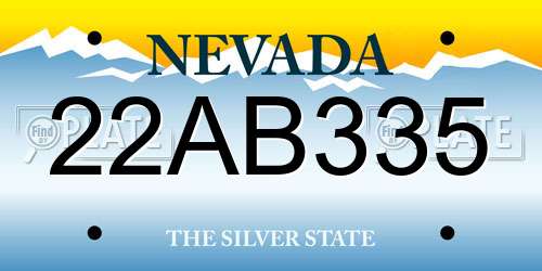 22AB335 Nevada License Plate