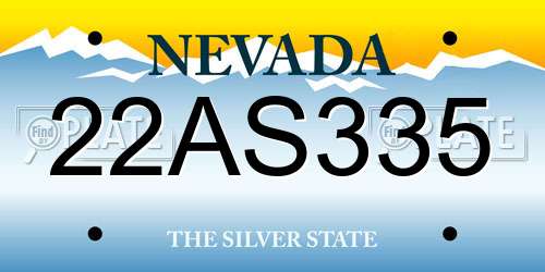 22AS335 Nevada License Plate