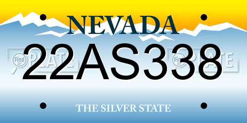 22AS338 Nevada License Plate
