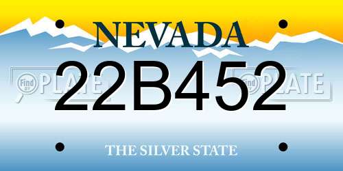 22B452 Nevada License Plate