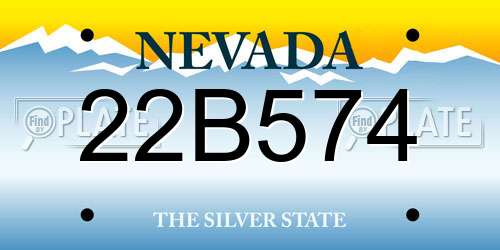 22B574 Nevada License Plate