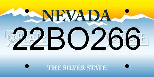 22BO266 Nevada License Plate