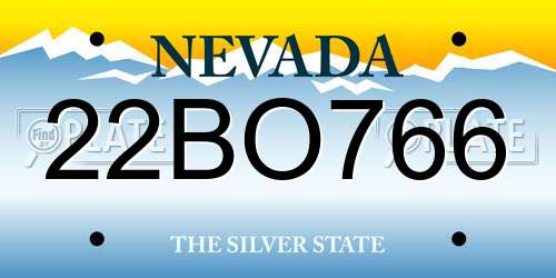 22BO766 Nevada License Plate