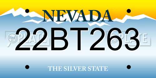 22BT263 Nevada License Plate