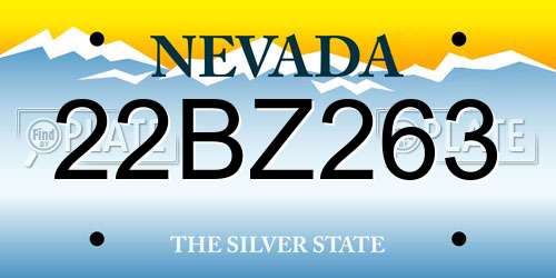 22BZ263 Nevada License Plate
