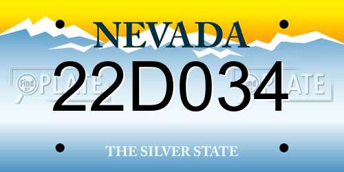 22D034 Nevada License Plate