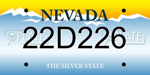 22D226 Nevada License Plate
