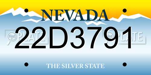 22D3791 Nevada License Plate