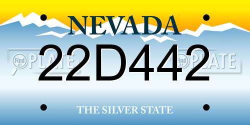 22D442 Nevada License Plate