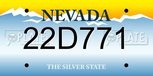22D771 Nevada License Plate
