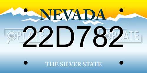 22D782 Nevada License Plate
